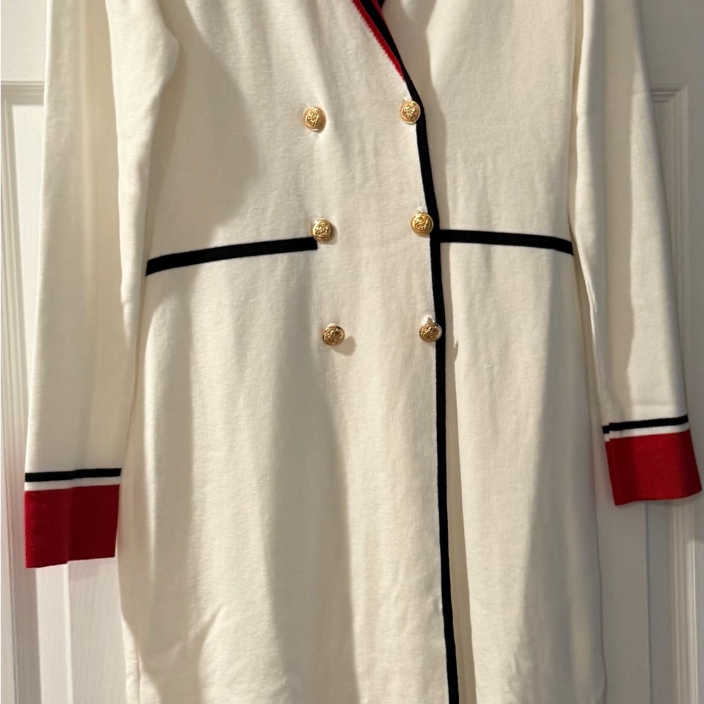 White and Red Blazer with Nautical Design